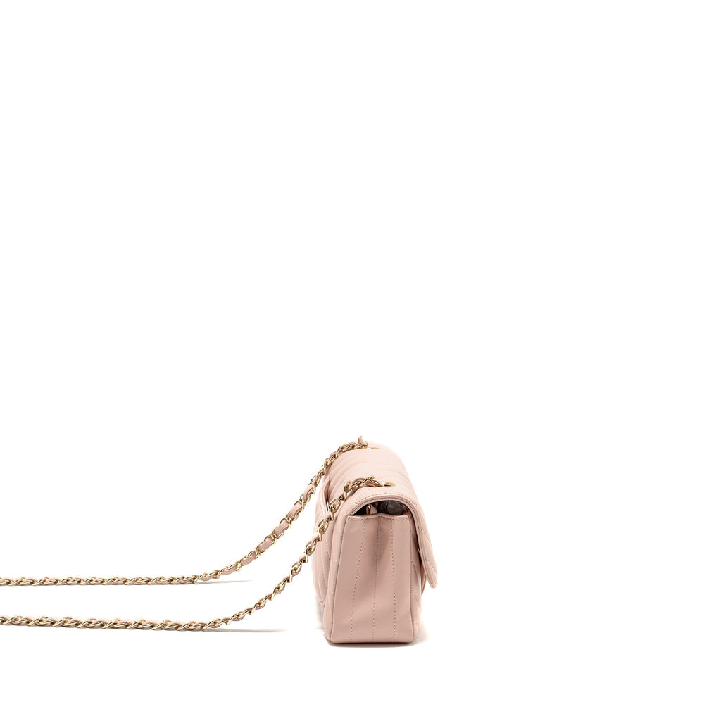 CHANEL MINI RECTANGULAR FLAP BAG CHEVRON LAMBSKIN PINK LGHW