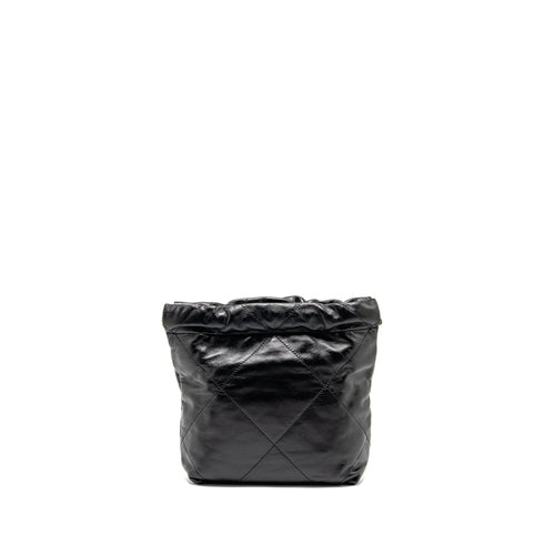 CHANEL MINI 22 BAG SHINY CALFSKIN BLACK GHW (MICROCHIP)