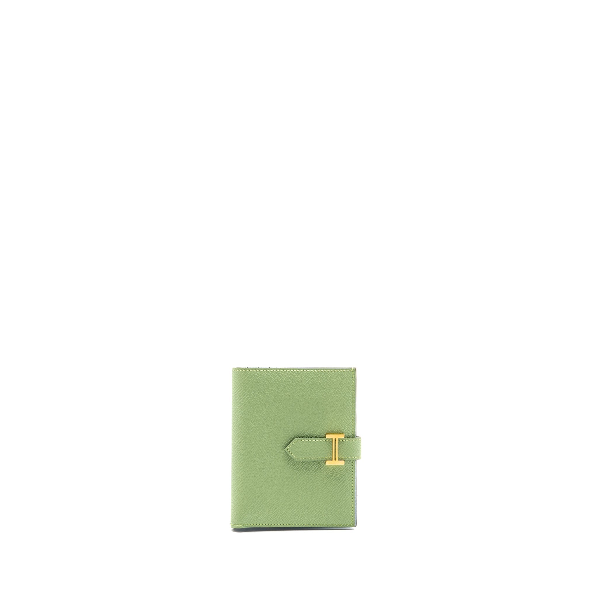 HERMES BEARN COMPACT VERSO WALLET EPSOM VERT CRIQUET/BLEU BRUME GHW