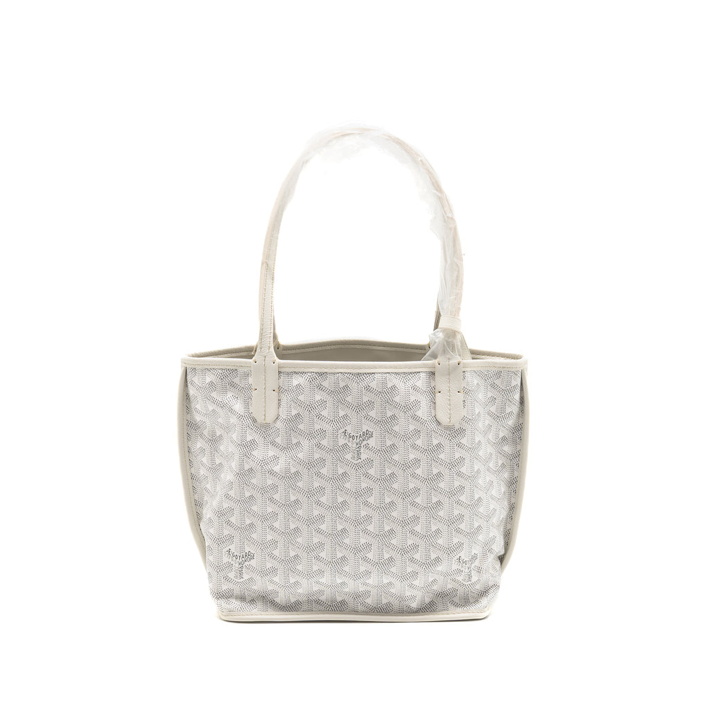 GOYARD ANJOU MINI BAG GOYARDINE CANVAS/CHEVROCHES CALFSKIN WHITE SHW