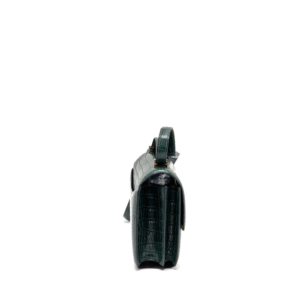 HERMES CONSTANCE 24 ALLIGATOR MISSISSIPPIENSIS MAT VERT FONCE GHW