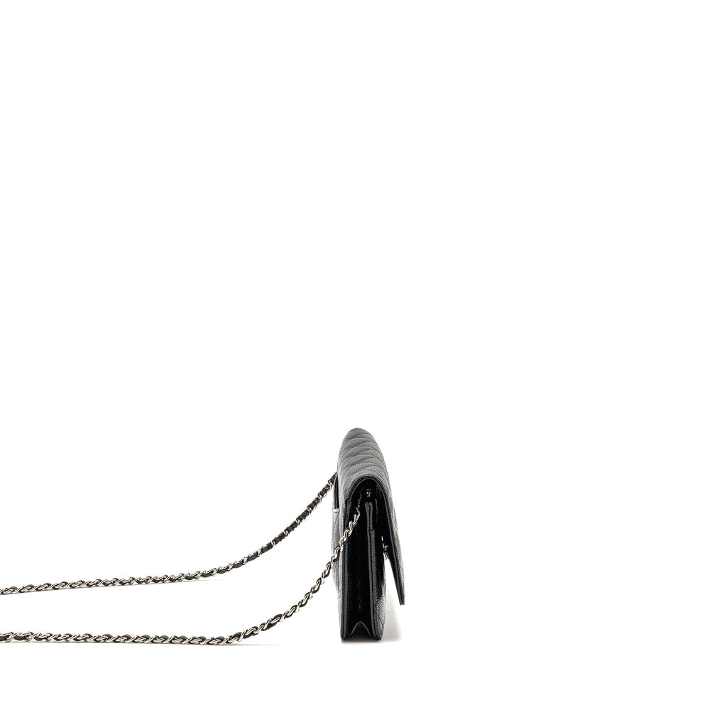 CHANEL CLASSIC WALLET ON CHAIN CAVIAR BLACK SHW (MICROCHIP)