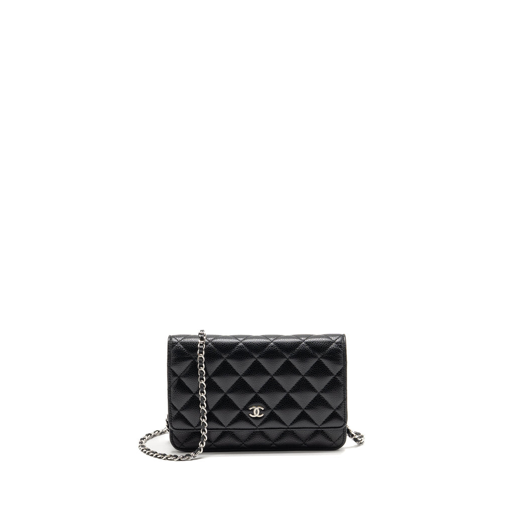 CHANEL CLASSIC WALLET ON CHAIN CAVIAR BLACK SHW (MICROCHIP)