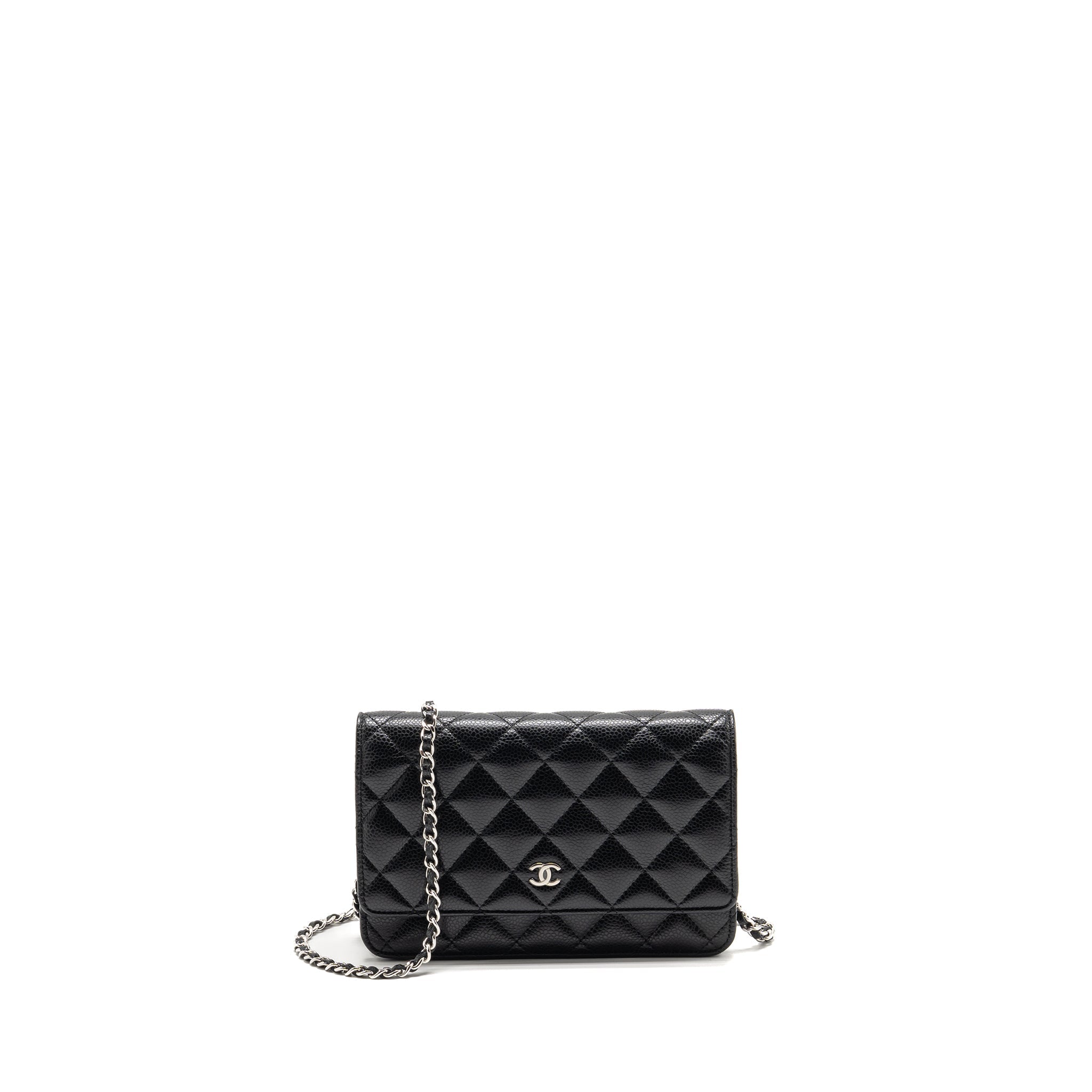 CHANEL CLASSIC WALLET ON CHAIN CAVIAR BLACK SHW (MICROCHIP)