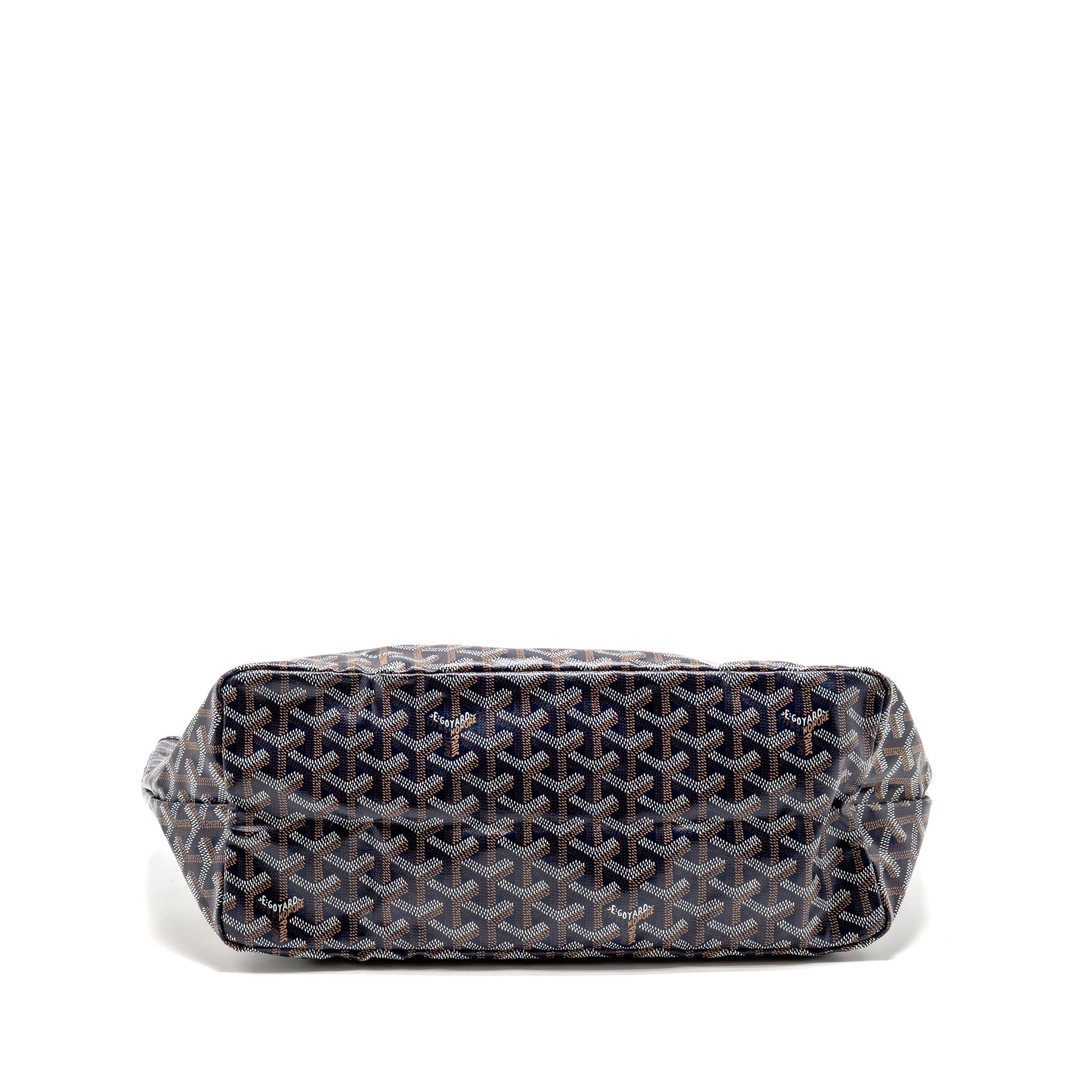 GOYARD SAINT LOUIS PM TOTE GOYARDINE CANVAS/CALFSKIN NAVY BLUE SHW