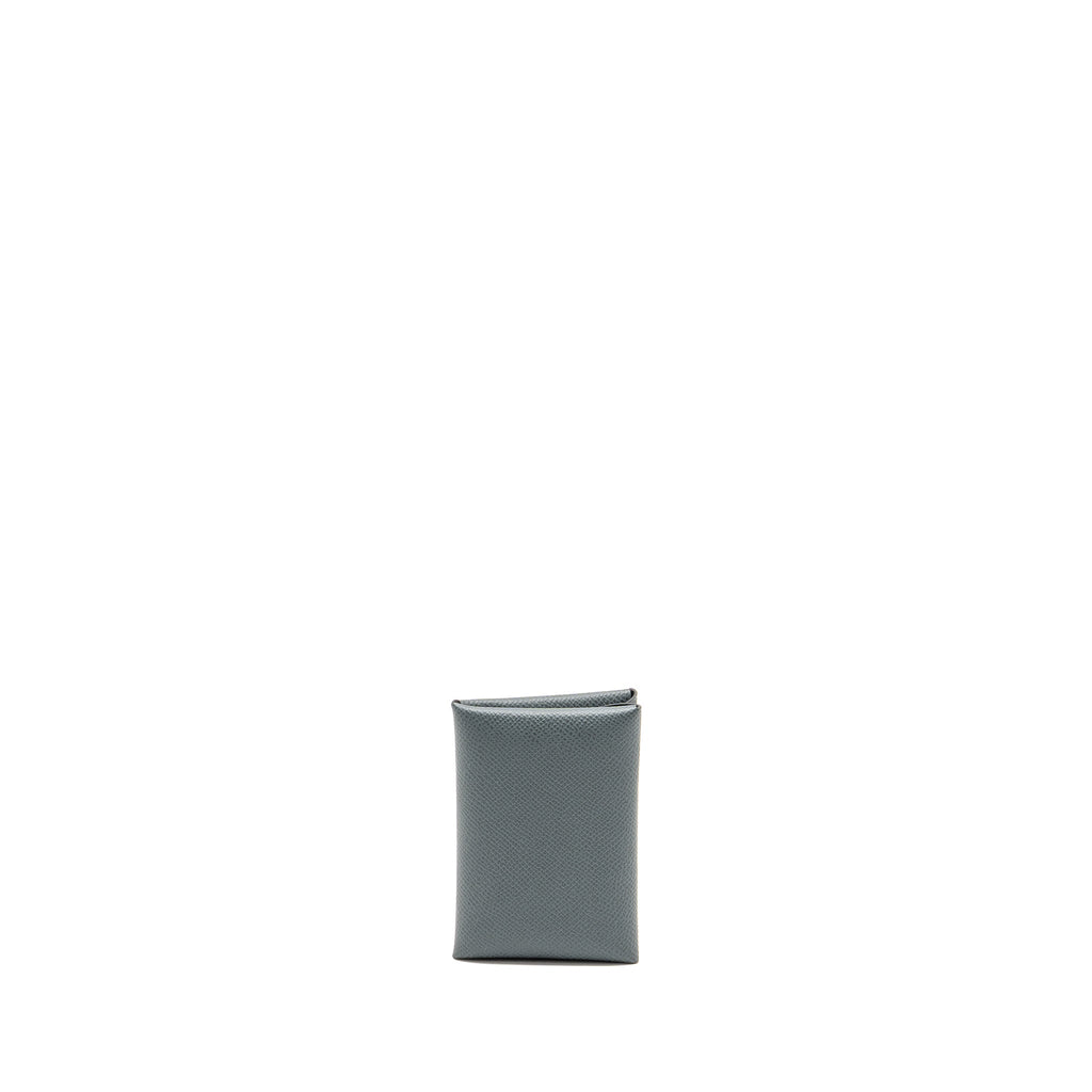 HERMES CALVI DUO CARD HOLDER EPSOM Y7 BLEU ORAGE SHW