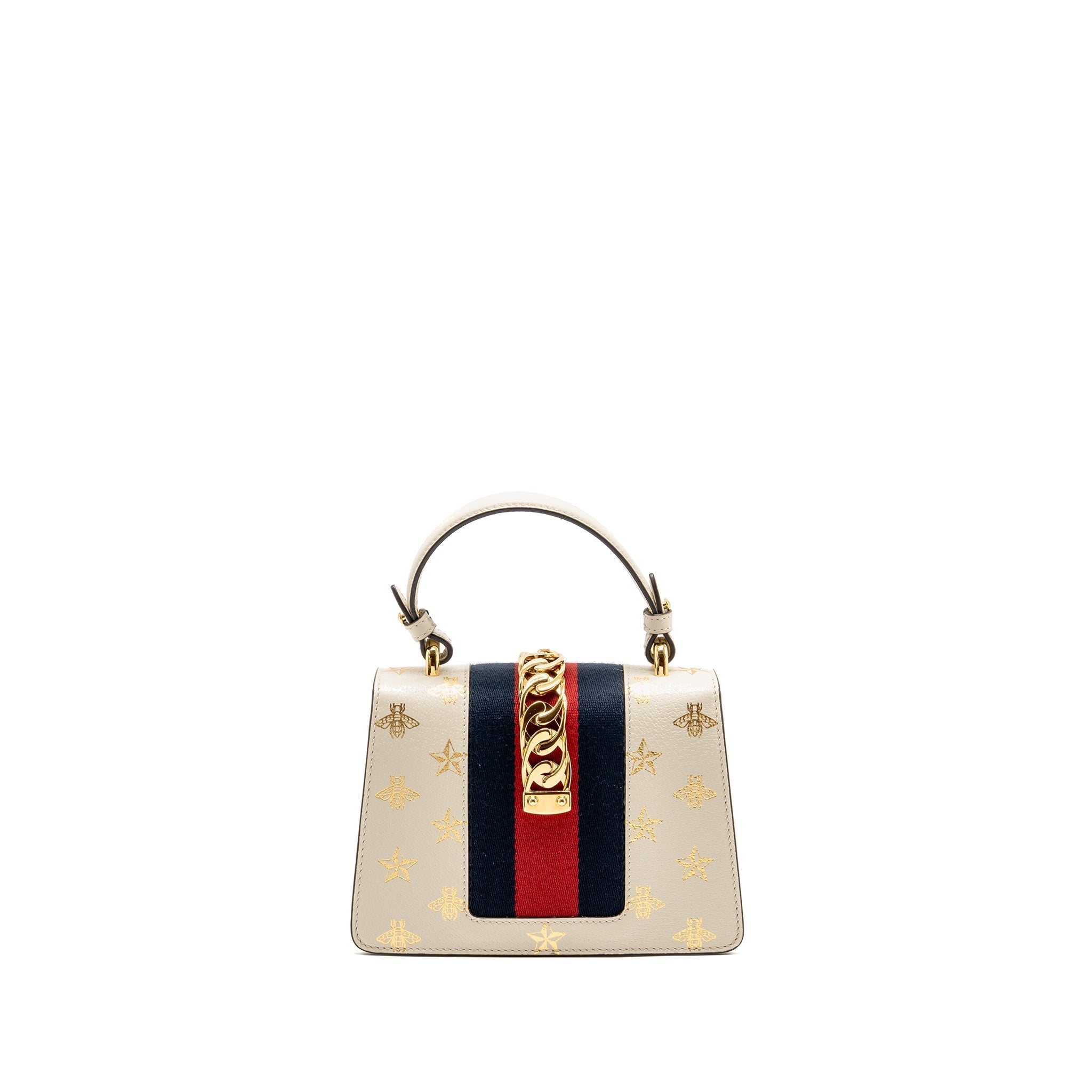 GUCCI MINI SYLVIE BEE STAR TOP HANDLE CALFSKIN WHITE/MULTICOLOUR GHW