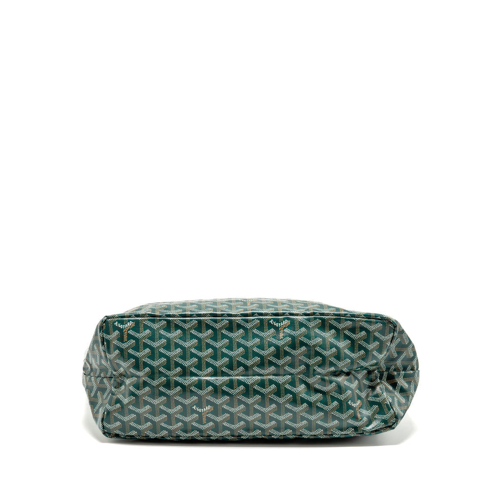 GOYARD SAINT LOUIS PM BAG GOYARDINE CANVAS/CHEVROCHES CALFSKIN GREEN SHW