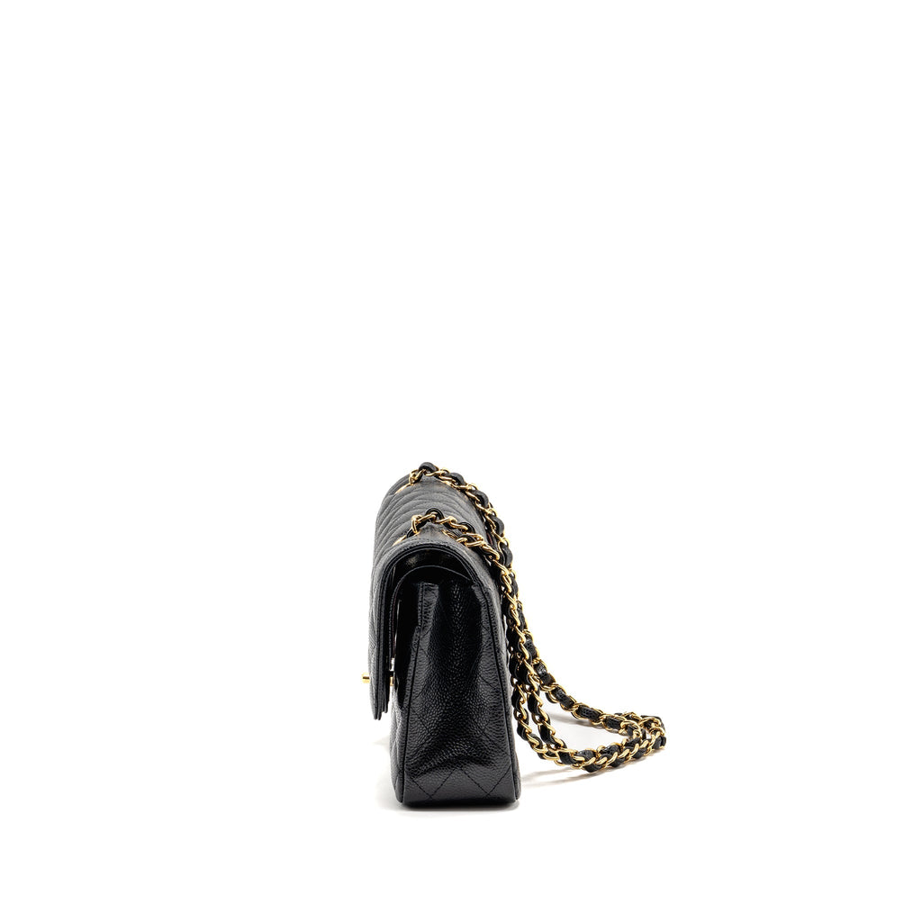 CHANEL MEDIUM CLASSIC DOUBLE FLAP BAG CAVIAR BLACK GHW