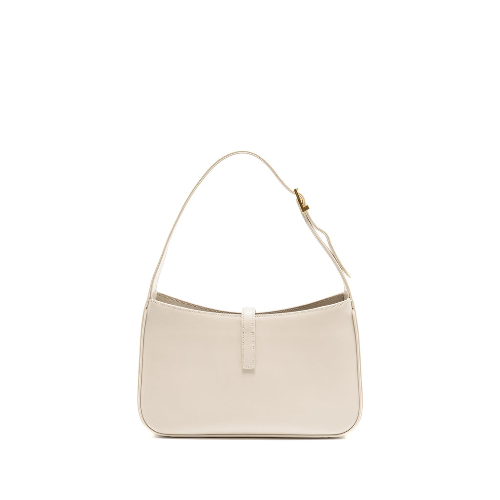 SAINT LAURENT LE 5 A 7 HOBO CALFSKIN BLANC VINTAGE GHW