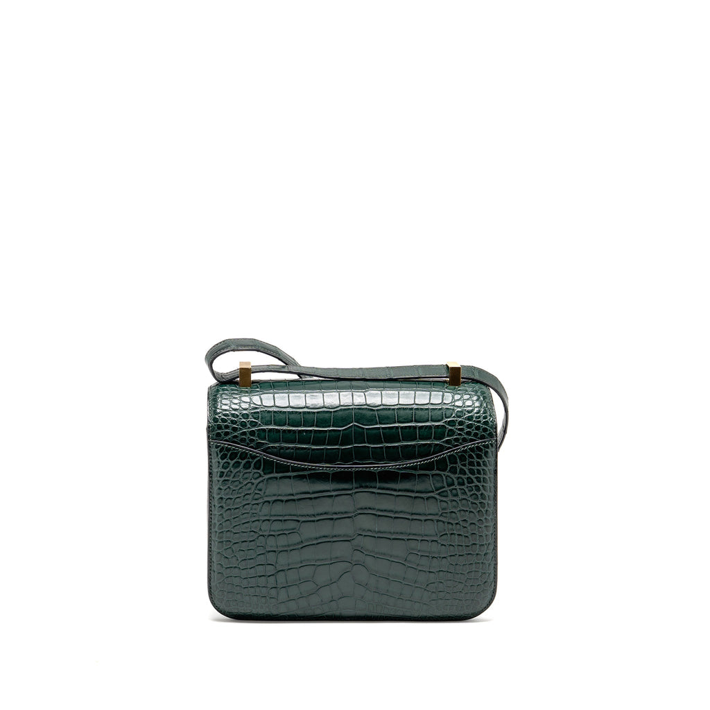 HERMES CONSTANCE 24 ALLIGATOR MISSISSIPPIENSIS MAT VERT FONCE GHW