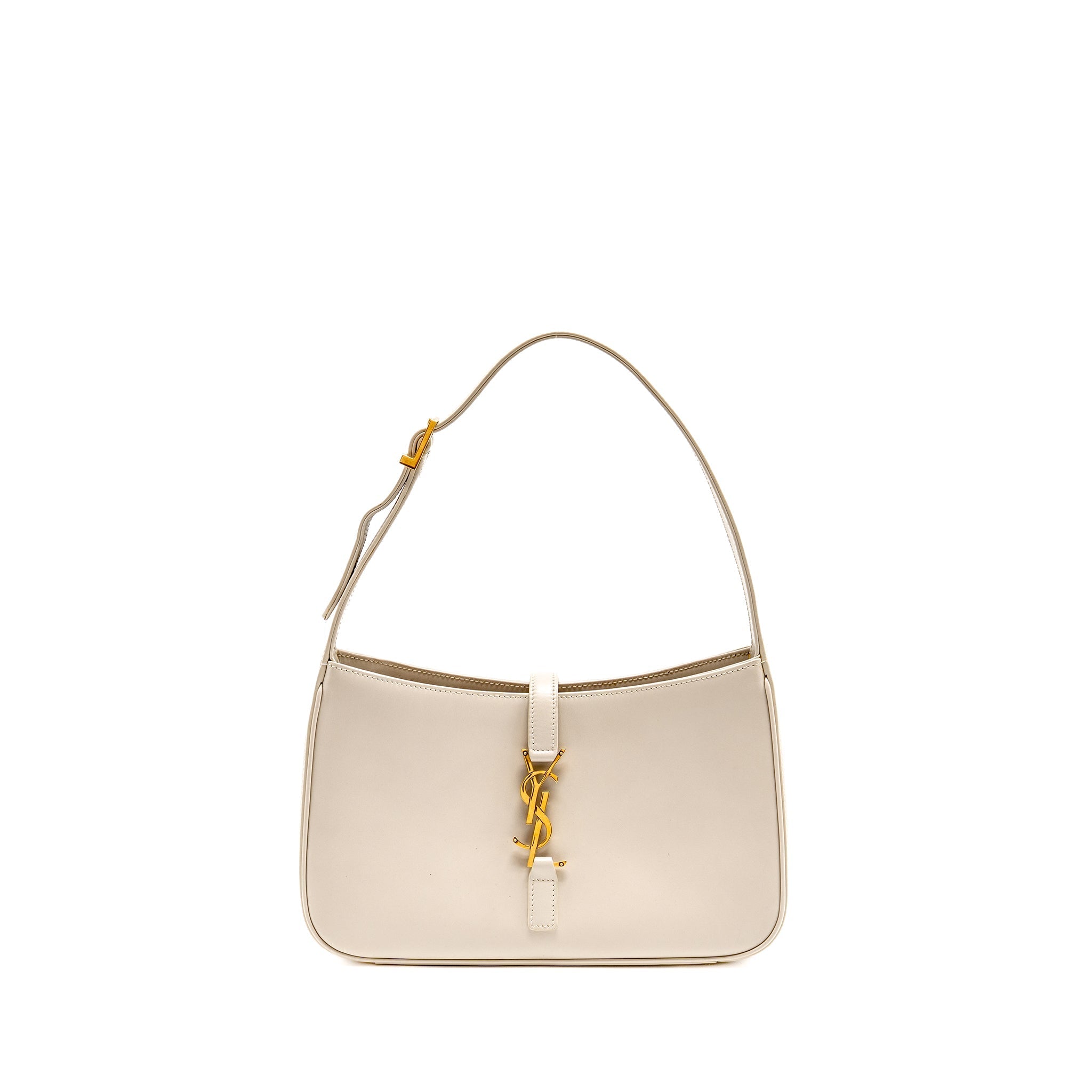 SAINT LAURENT LE 5 A 7 HOBO CALFSKIN BLANC VINTAGE GHW