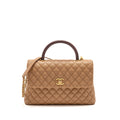 CHANEL LARGE COCO HANDLE WITH LIZARD HANDLE CAVIAR BEIGE GHW
