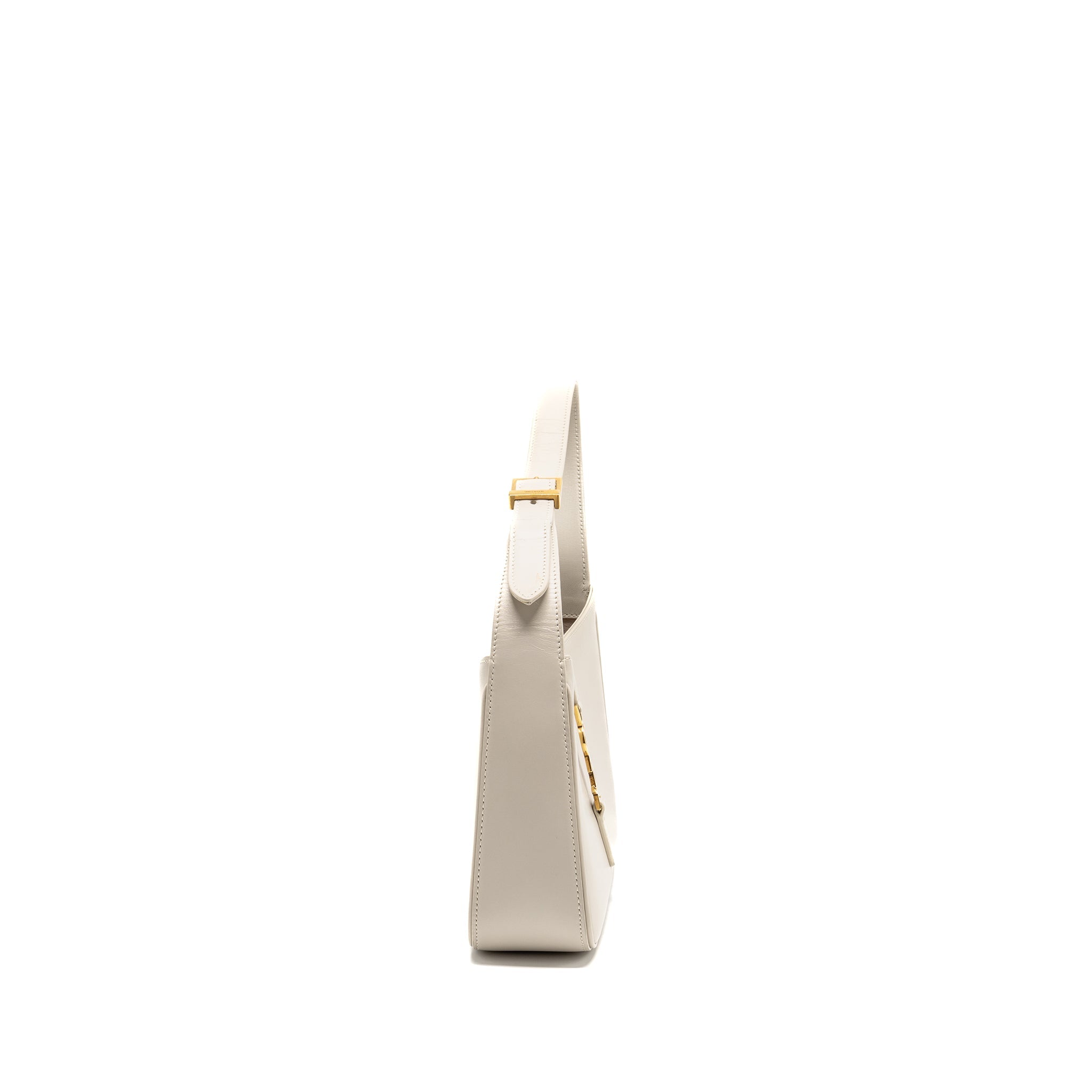 SAINT LAURENT LE 5 A 7 HOBO CALFSKIN BLANC VINTAGE GHW
