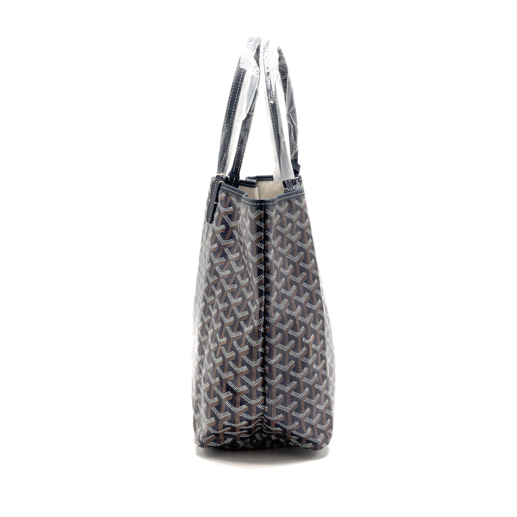 GOYARD SAINT LOUIS PM TOTE GOYARDINE CANVAS/CALFSKIN NAVY BLUE SHW