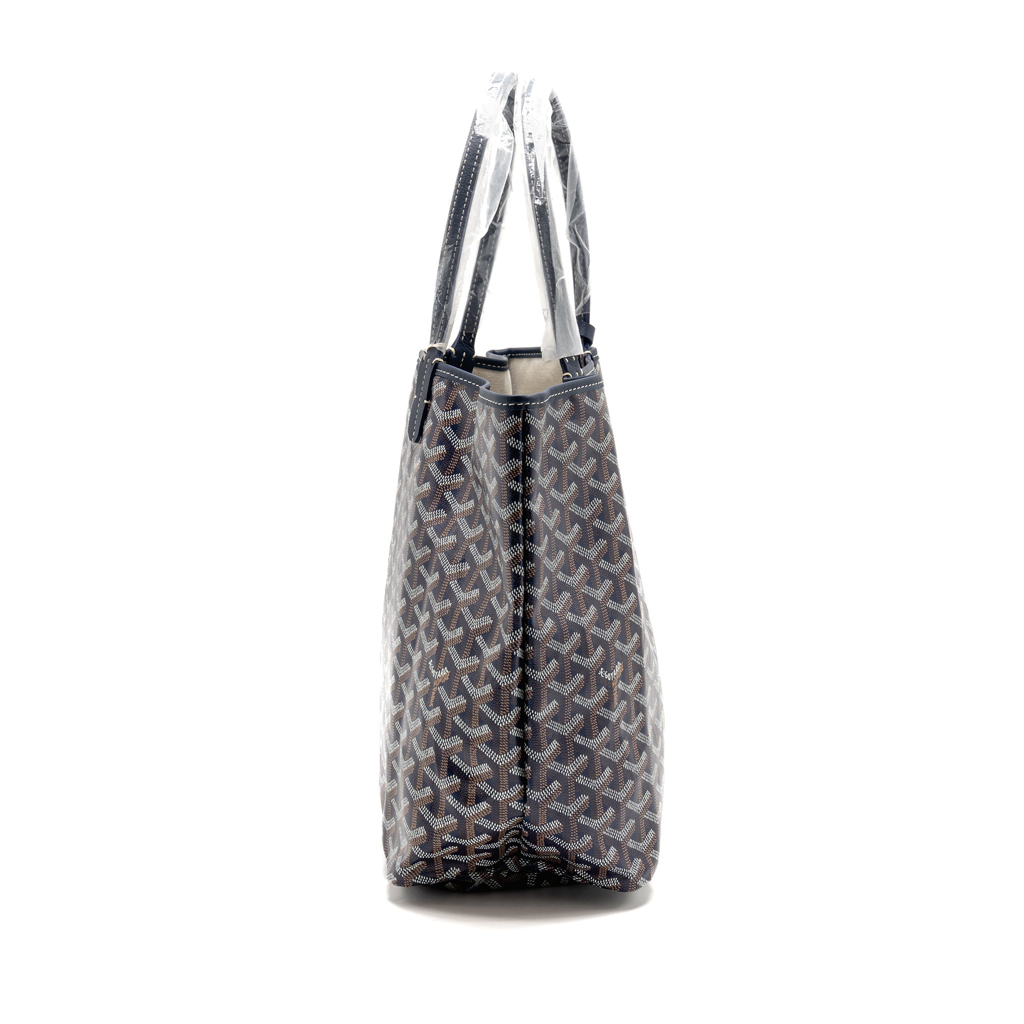 GOYARD SAINT LOUIS PM TOTE GOYARDINE CANVAS/CALFSKIN NAVY BLUE SHW