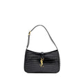 SAINT LAURENT/YSL HOBO SHOULDER BAG CROC EMBOSSED CALFSKIN BLACK GHW