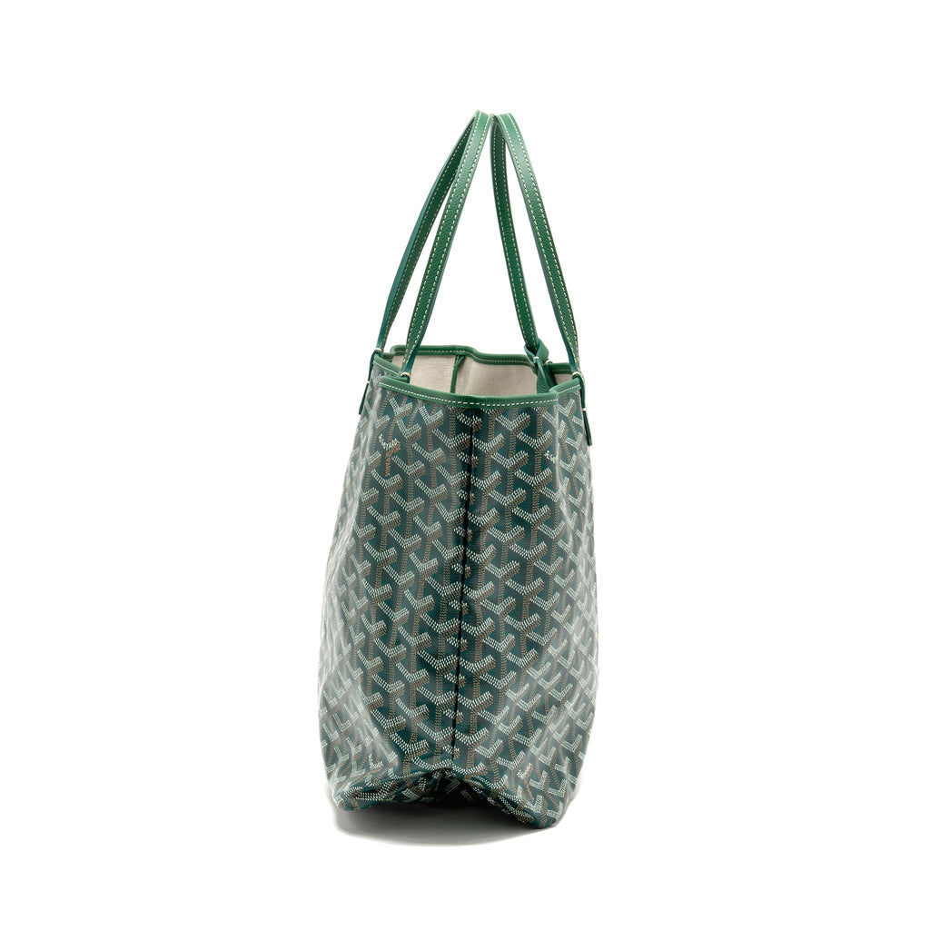 GOYARD SAINT LOUIS PM BAG GOYARDINE CANVAS/CHEVROCHES CALFSKIN GREEN SHW