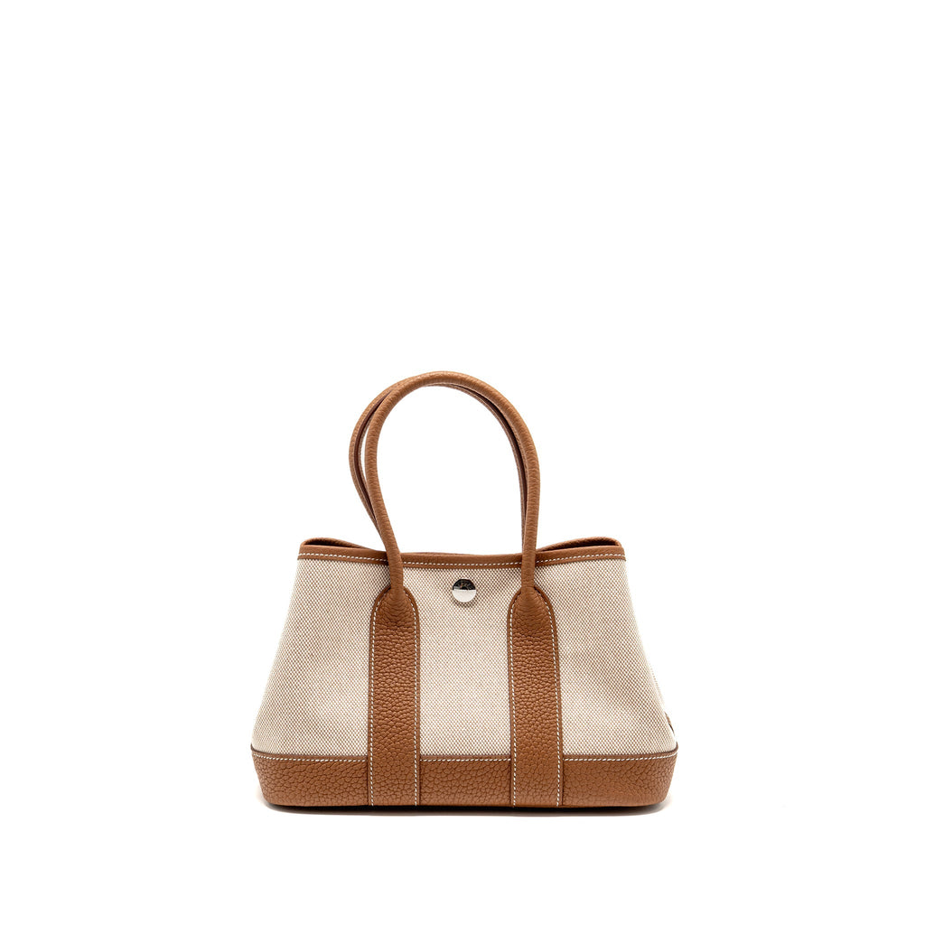 HERMES NEO GARDEN PARTY 23 CANVAS/NEGONDA ECRU-BEIGE/GOLD SHW