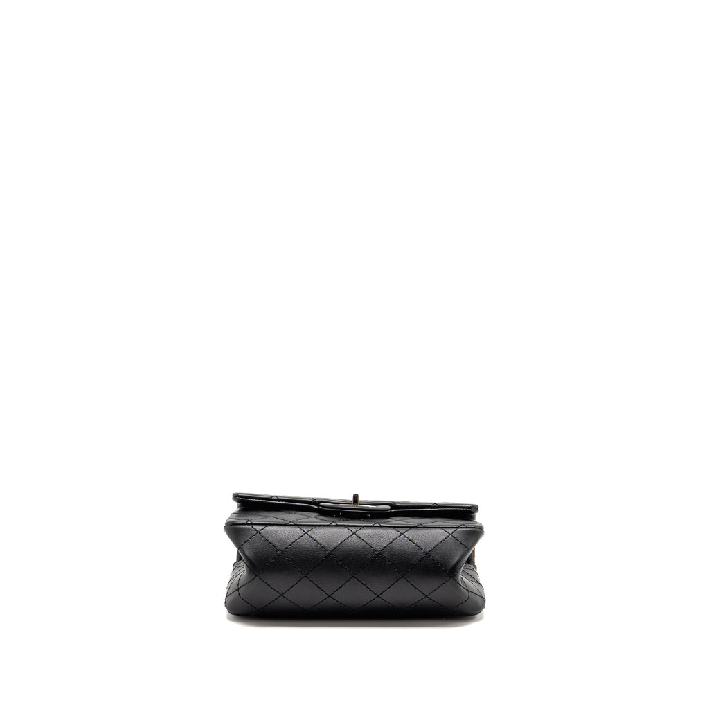 CHANEL MINI 2.55 REISSUE AGED CALFSKIN BLACK SHW (MICROCHIP)