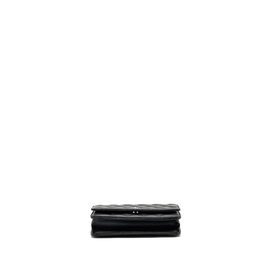 CHANEL CLASSIC WALLET ON CHAIN CAVIAR BLACK SHW (MICROCHIP)