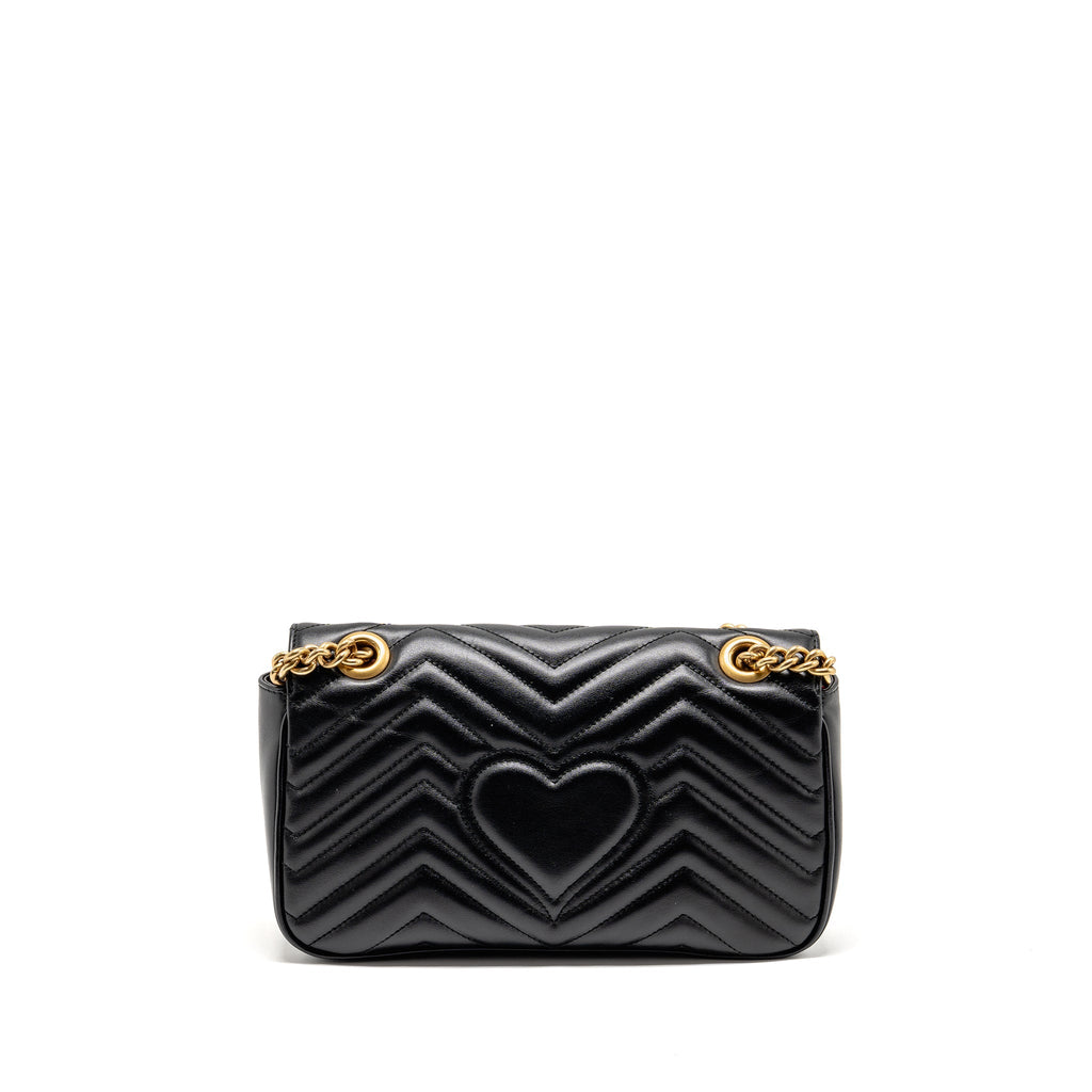 GUCCI SMALL GG MARMONT SHOULDER BAG CALFSKIN BLACK GHW