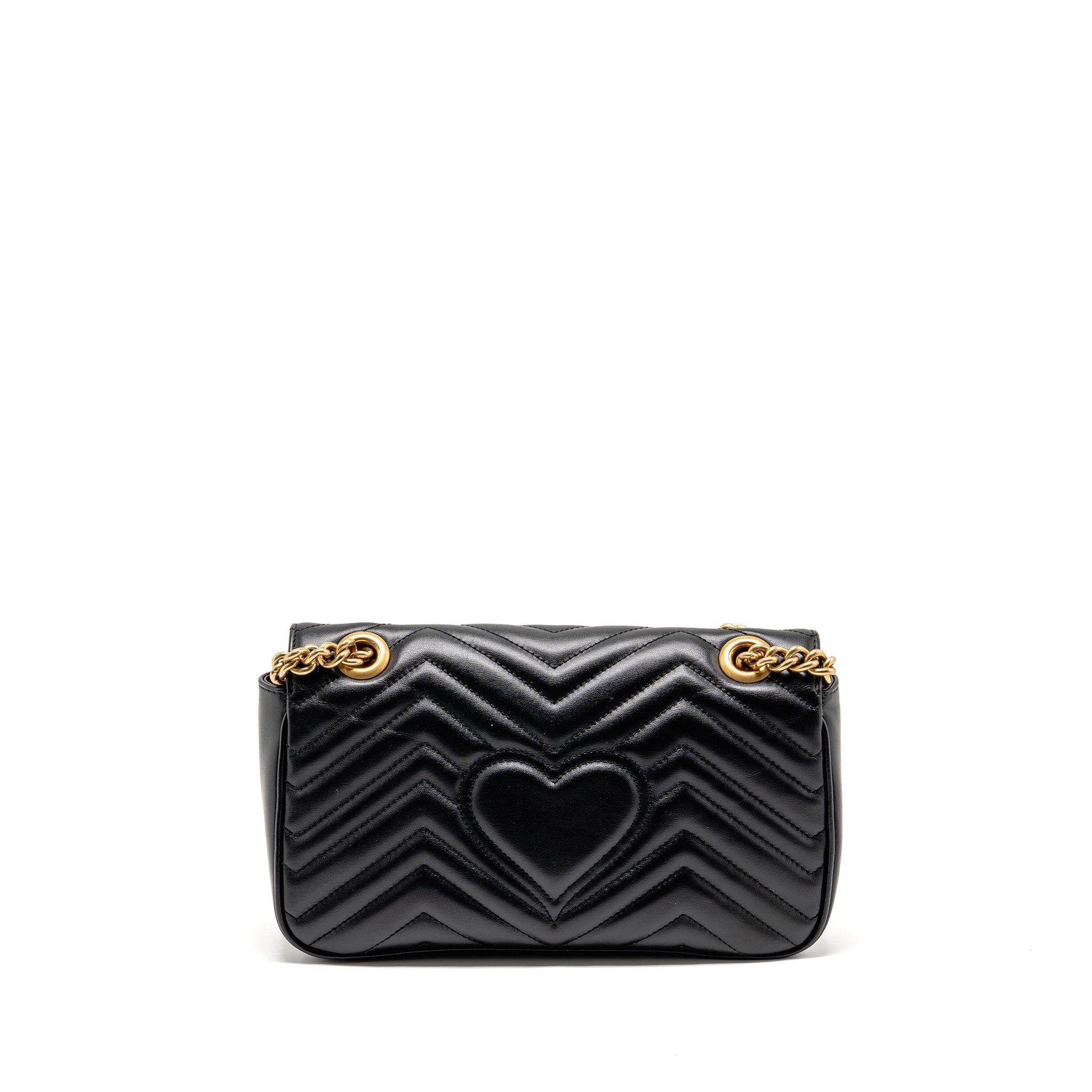GUCCI SMALL GG MARMONT SHOULDER BAG CALFSKIN BLACK GHW