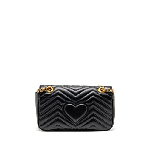 GUCCI SMALL GG MARMONT SHOULDER BAG CALFSKIN BLACK GHW