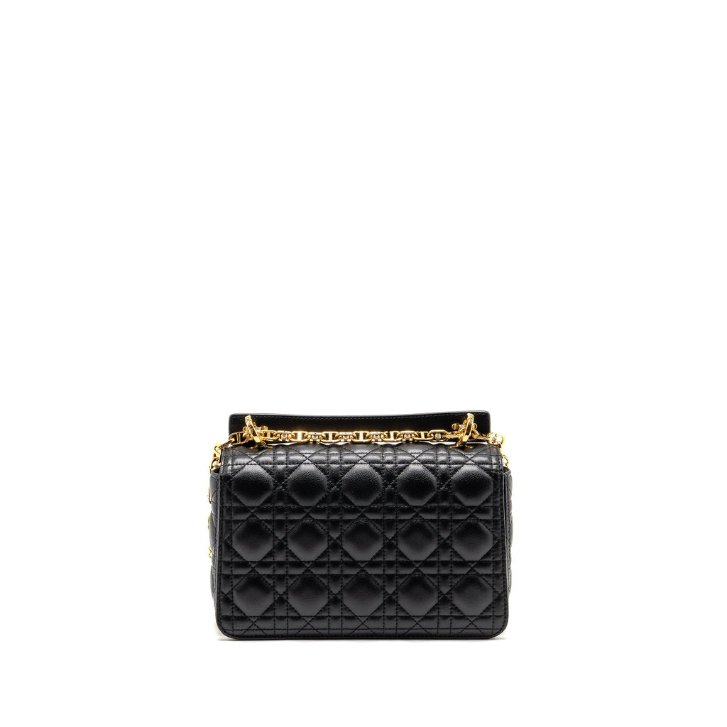 DIOR SMALL DIOR JOLIE TOP HANDLE BAG CANNAGE CALFSKIN BLACK GHW