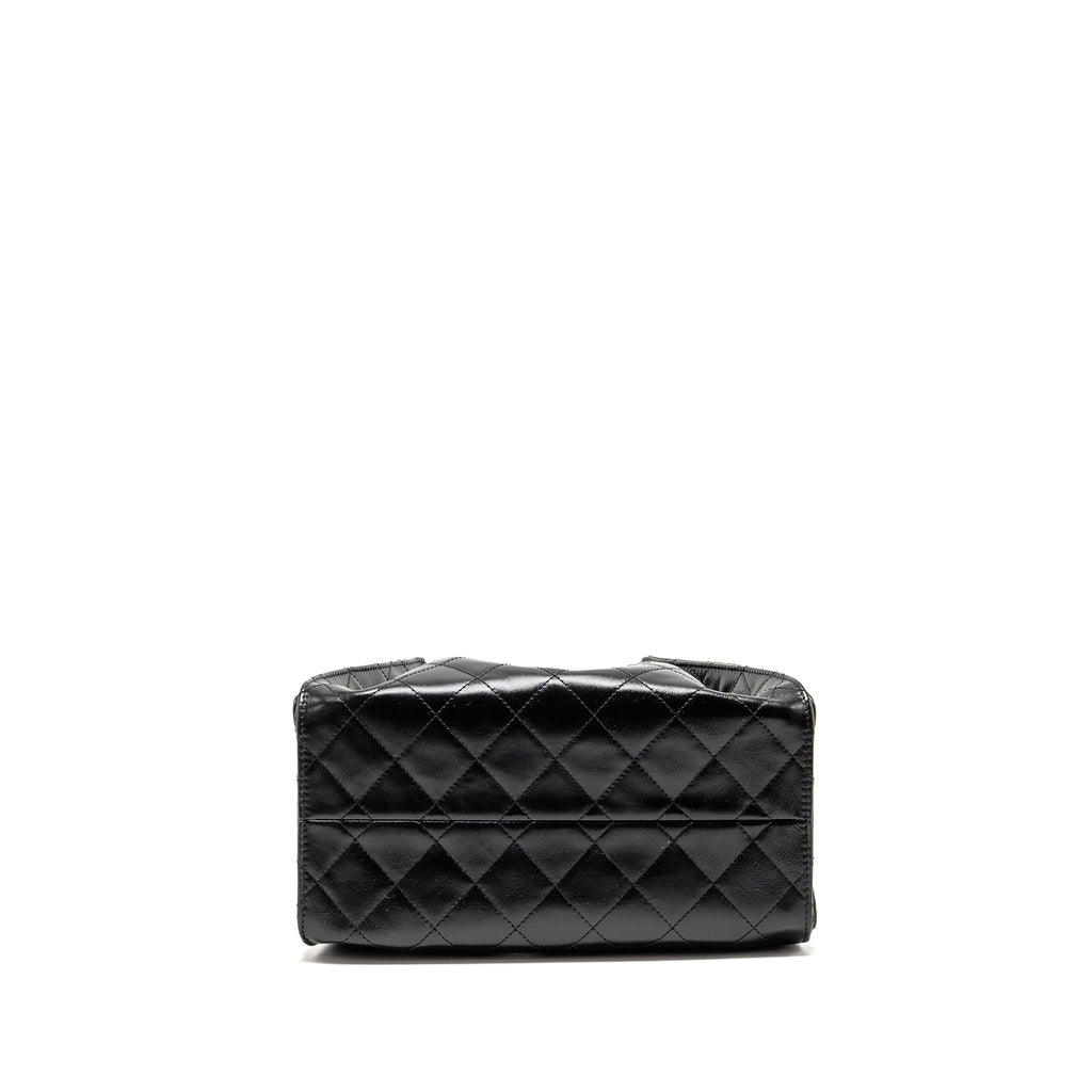 CHANEL SMALL 25 BAG CRUMPLED SHINY CALFSKIN BLACK MULTICOLOUR HARDWARE (MICROCHIP)
