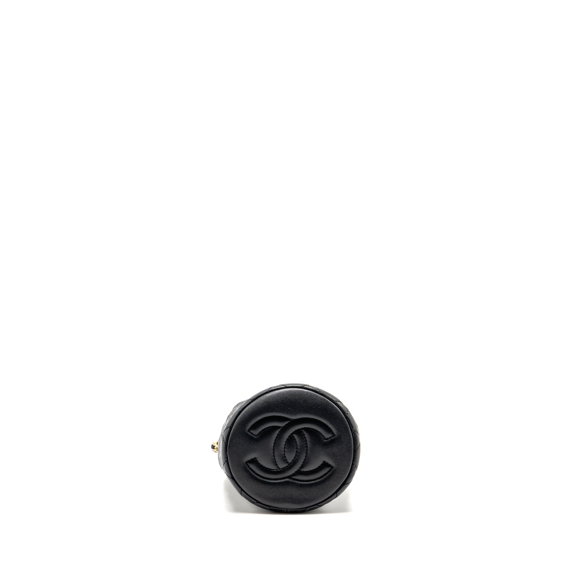 CHANEL PEARL CRUSH MINI BUCKET BAG LAMBSKIN BLACK GHW (MICROCHIP)