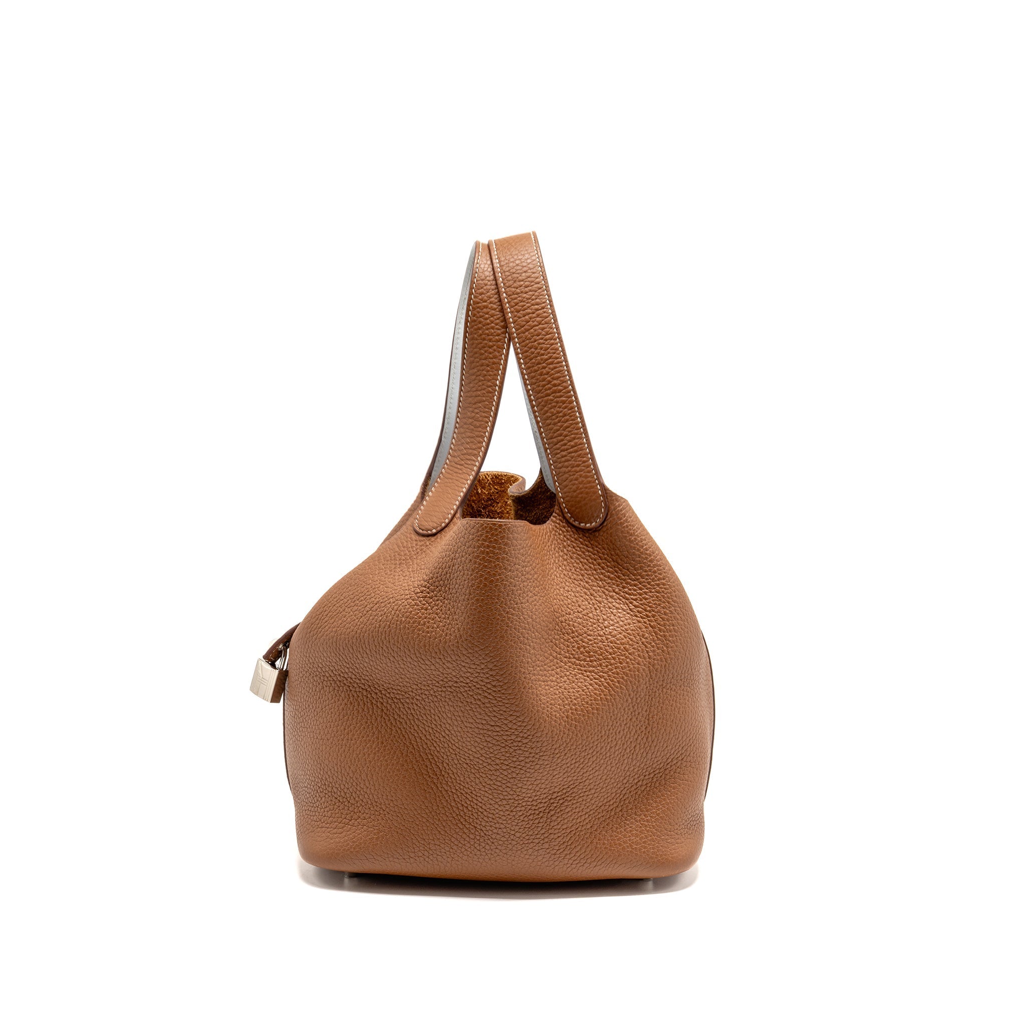 HERMES PICOTIN 22 LOCK BAG CLEMENCE/SWIFT GOLD/BLUE BRUME HANDLE SHW