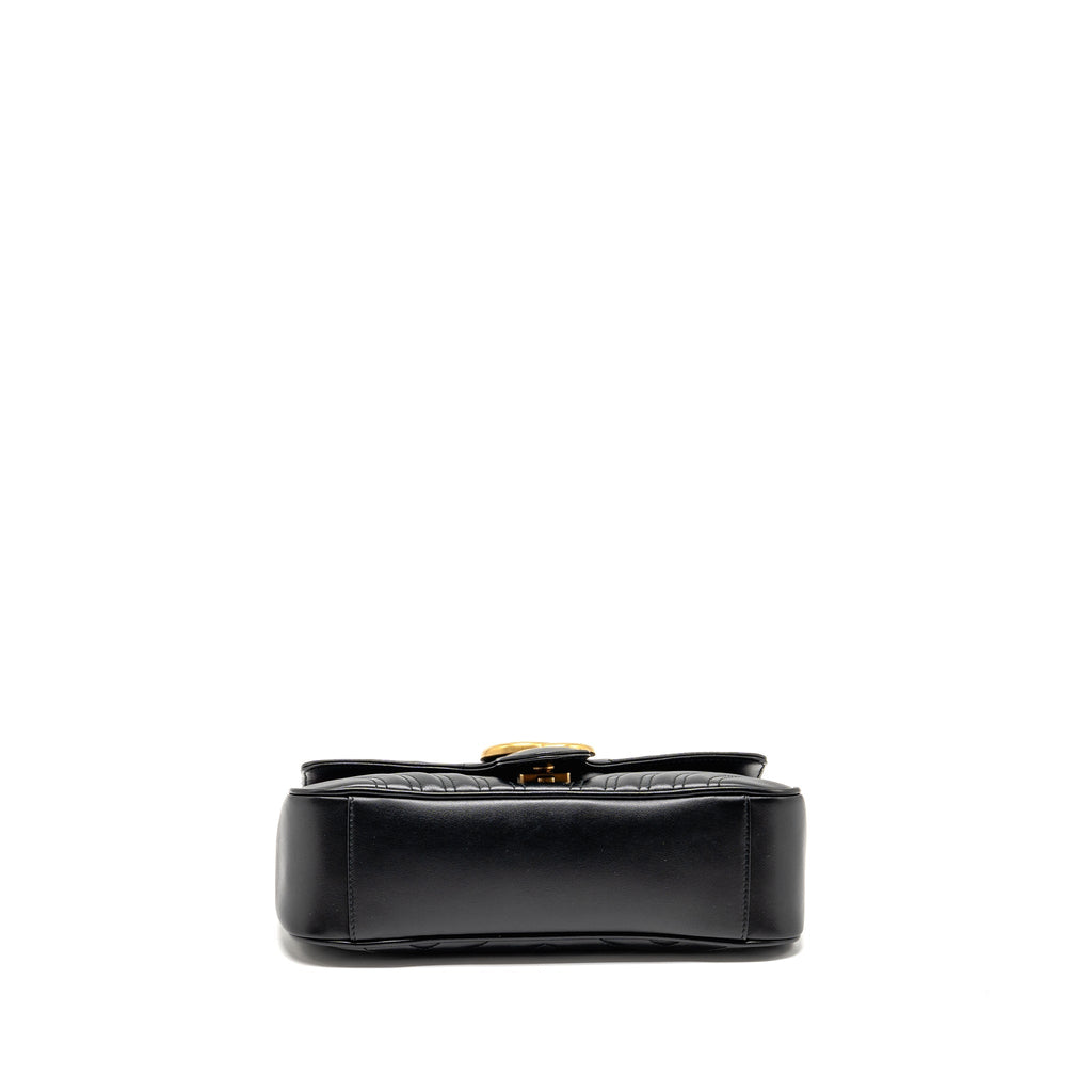 GUCCI SMALL GG MARMONT SHOULDER BAG CALFSKIN BLACK GHW