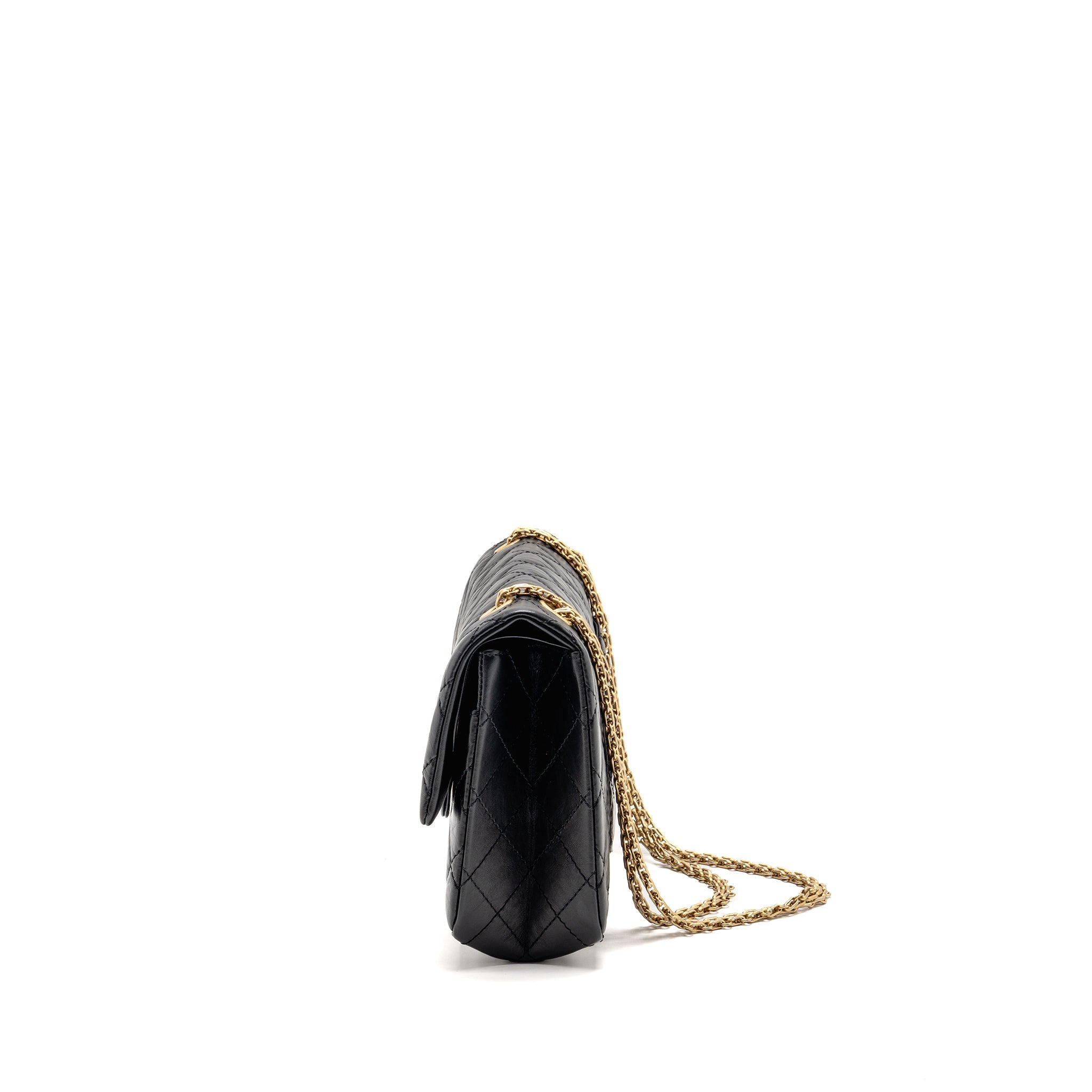 CHANEL LARGE 2.55 REISSUE FLAP BAG AGED CALFSKIN BLACK GHW
