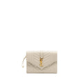 SAINT LAURENT ENVELOPE FLAP POUCH GRAINED CALFSKIN BLANC VINTAGE GHW