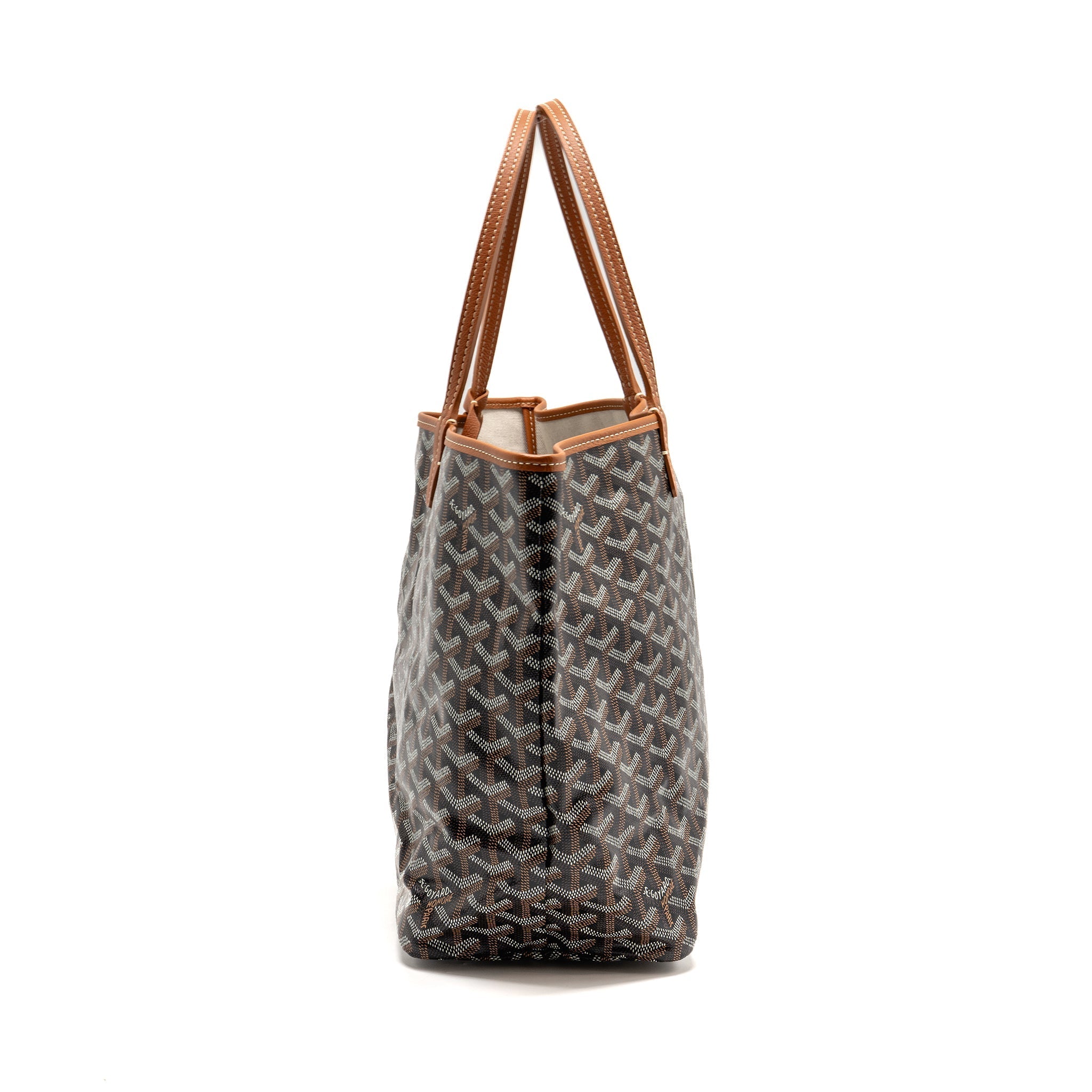 GOYARD SAINT LOUIS PM GOYARDINE CANVAS/CHEVROCHES CALFSKIN BLACK/TAN SHW