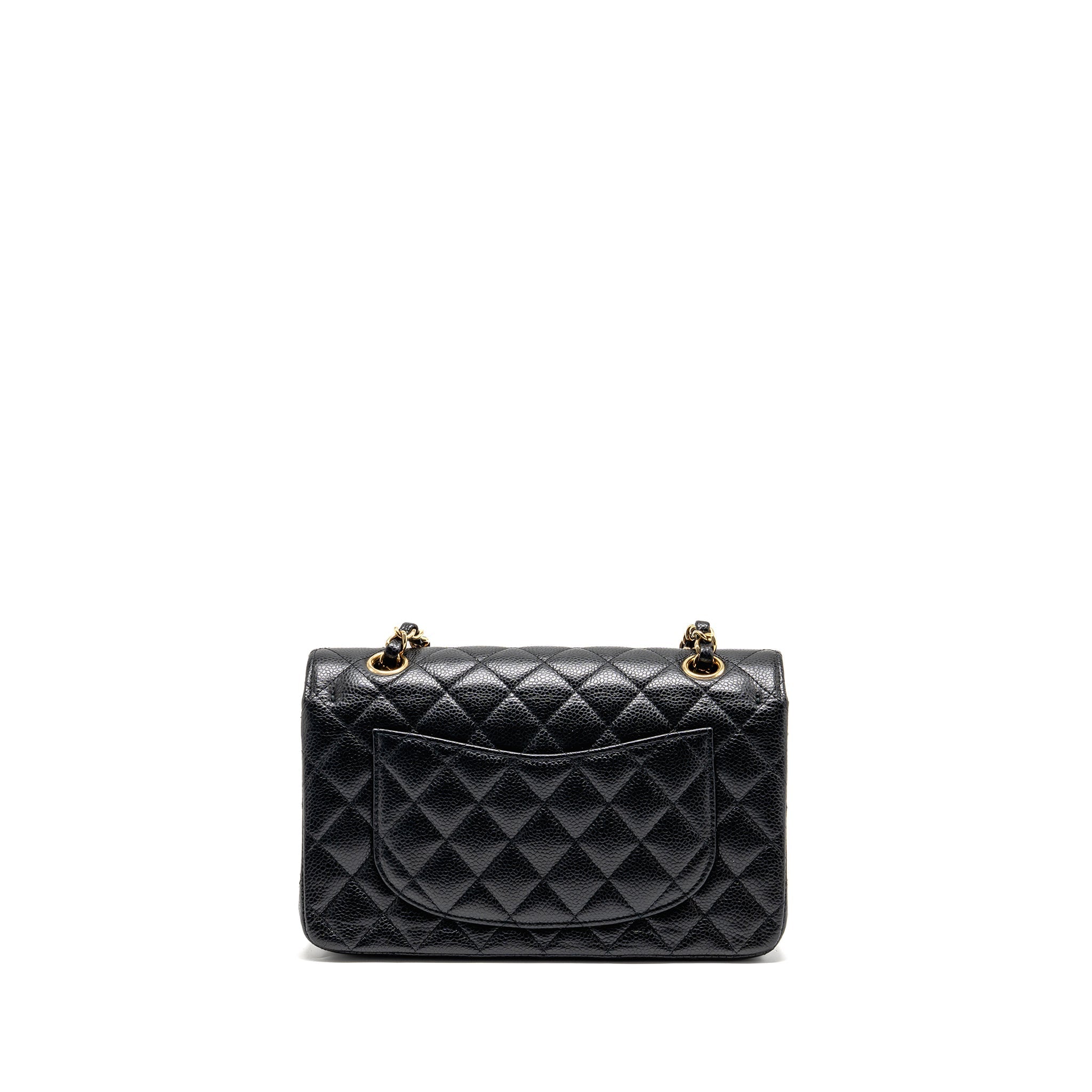CHANEL SMALL CLASSIC DOUBLE FLAP CAVIAR BLACK GHW (MICROCHIP)
