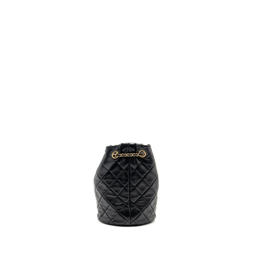 CHANEL PEARL CRUSH MINI BUCKET BAG LAMBSKIN BLACK GHW (MICROCHIP)