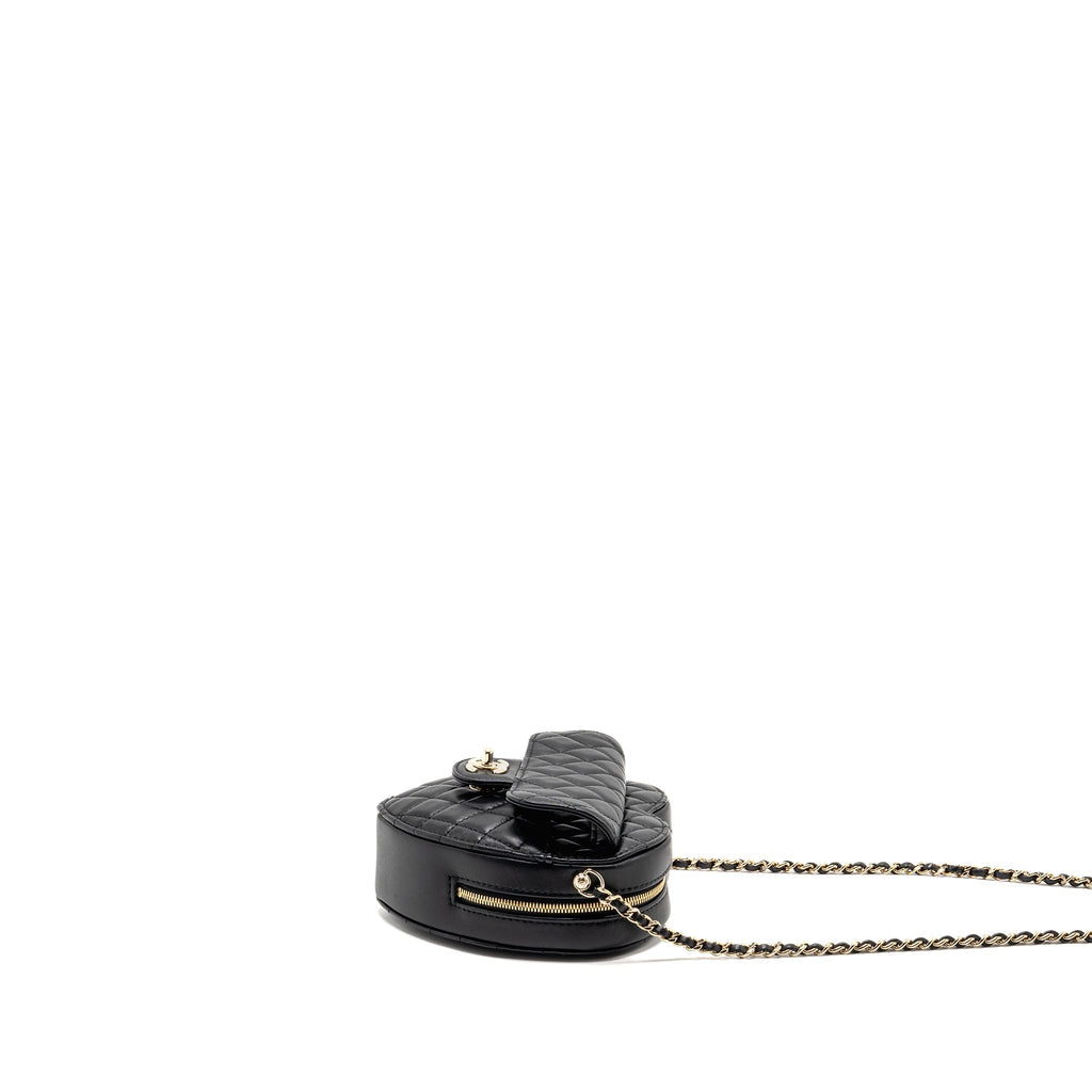 CHANEL 22S HEART BAG LAMBSKIN BLACK LGHW (MICROCHIP)