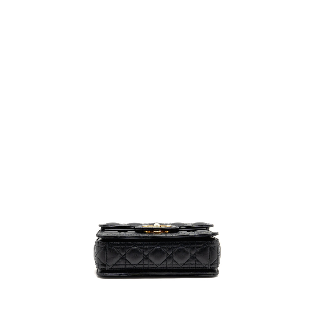 DIOR SMALL DIOR JOLIE TOP HANDLE BAG CANNAGE CALFSKIN BLACK GHW
