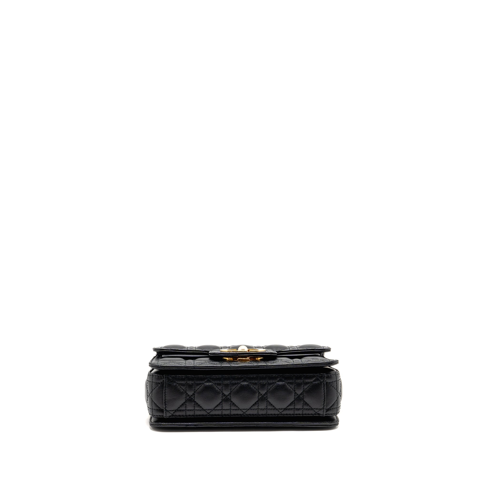 DIOR SMALL DIOR JOLIE TOP HANDLE BAG CANNAGE CALFSKIN BLACK GHW