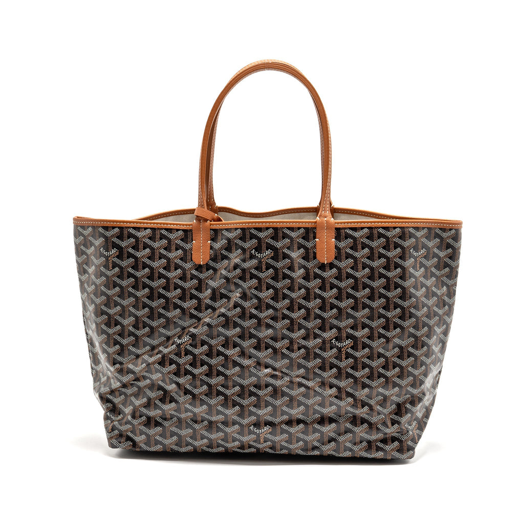 GOYARD SAINT LOUIS PM GOYARDINE CANVAS/CHEVROCHES CALFSKIN BLACK/TAN SHW