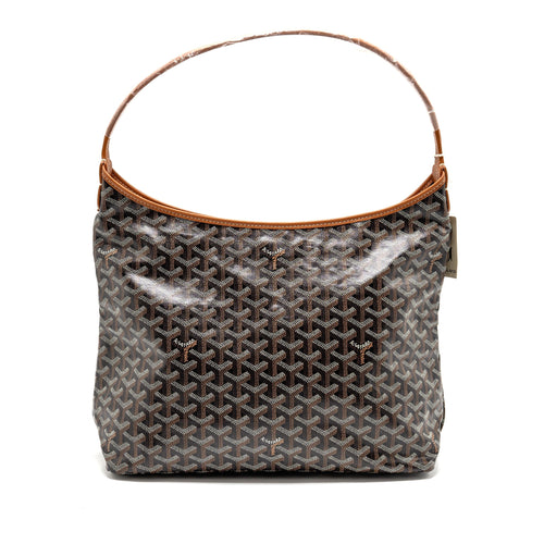 GOYARD BOHEME HOBO BAG GOYARDINE CANVAS/CALFSKIN BROWN SHW