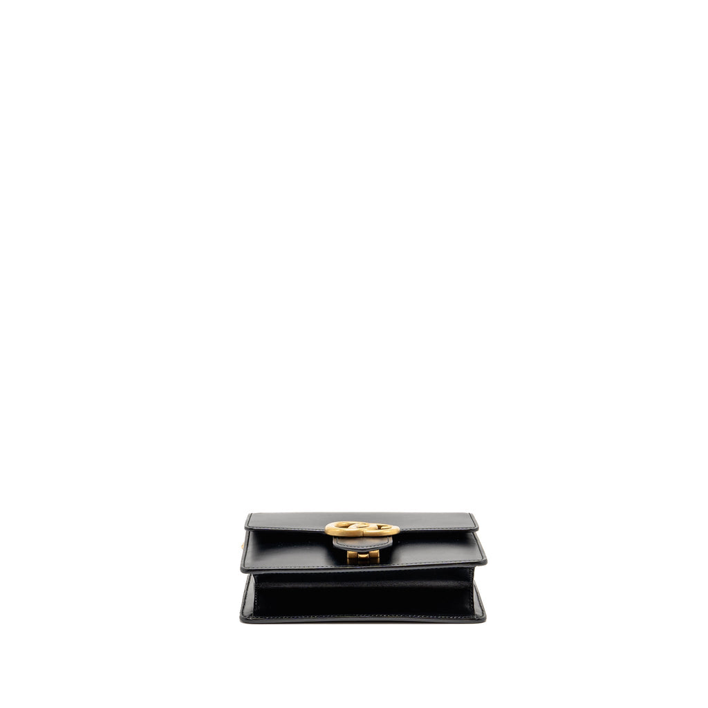 GUCCI GG MARMONT SQUARE PURSE BAG CALFSKIN BLACK GHW