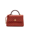 CHANEL LARGE COCO HANDLE WITH LIZARD HANDLE CAVIAR RED GHW