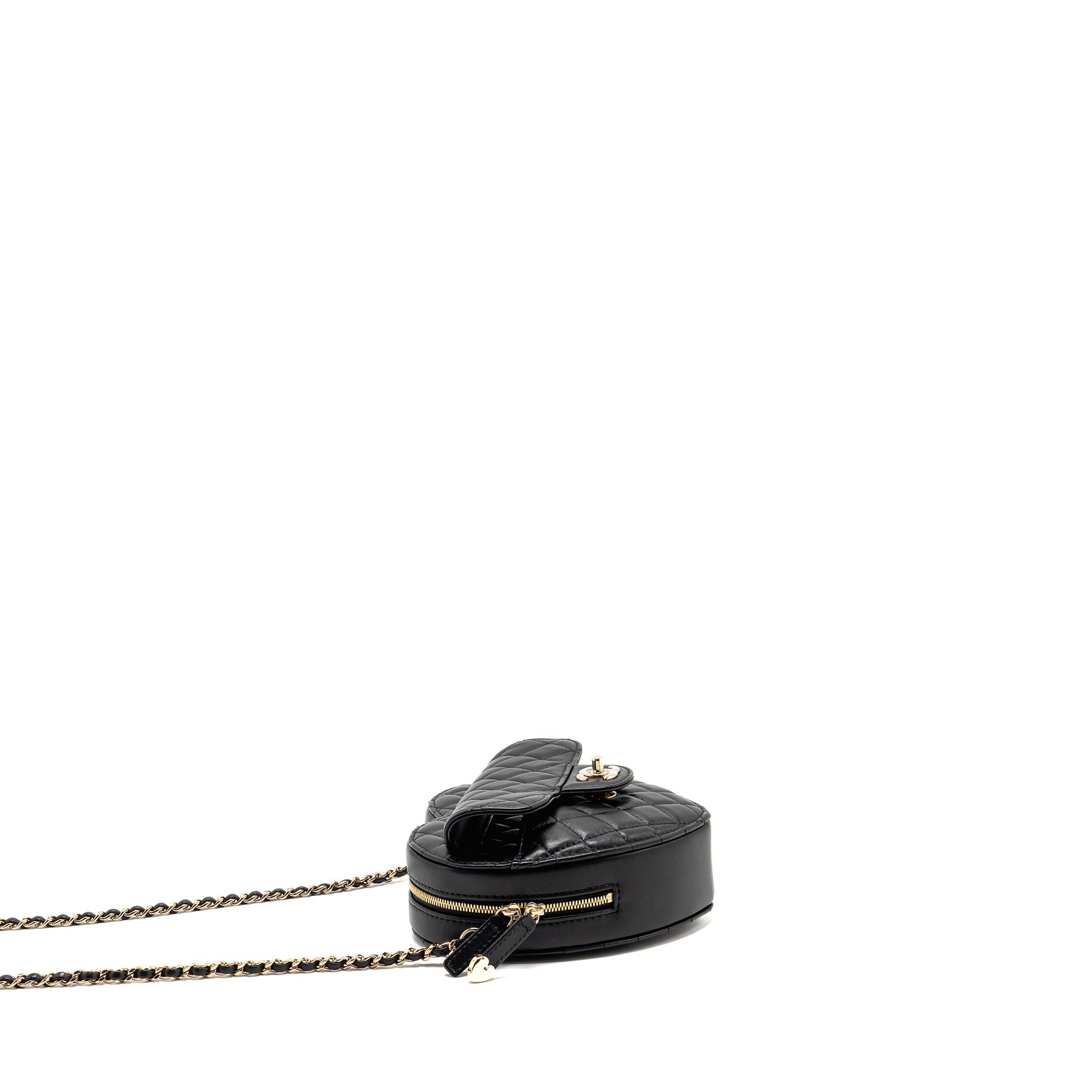 CHANEL 22S HEART BAG LAMBSKIN BLACK LGHW (MICROCHIP)