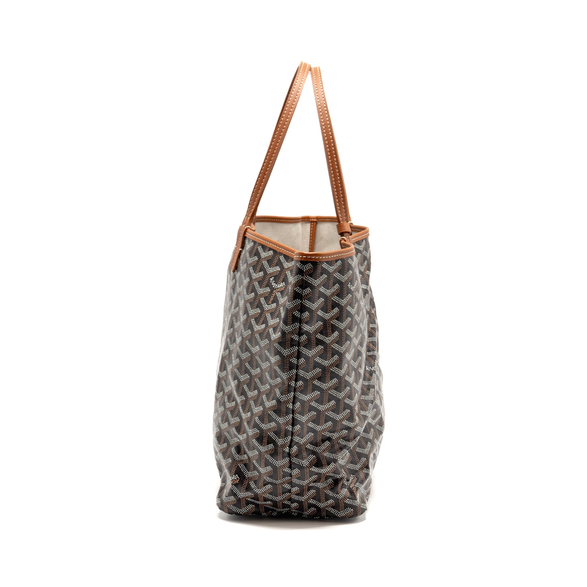 GOYARD SAINT LOUIS PM GOYARDINE CANVAS/CHEVROCHES CALFSKIN BLACK/TAN SHW