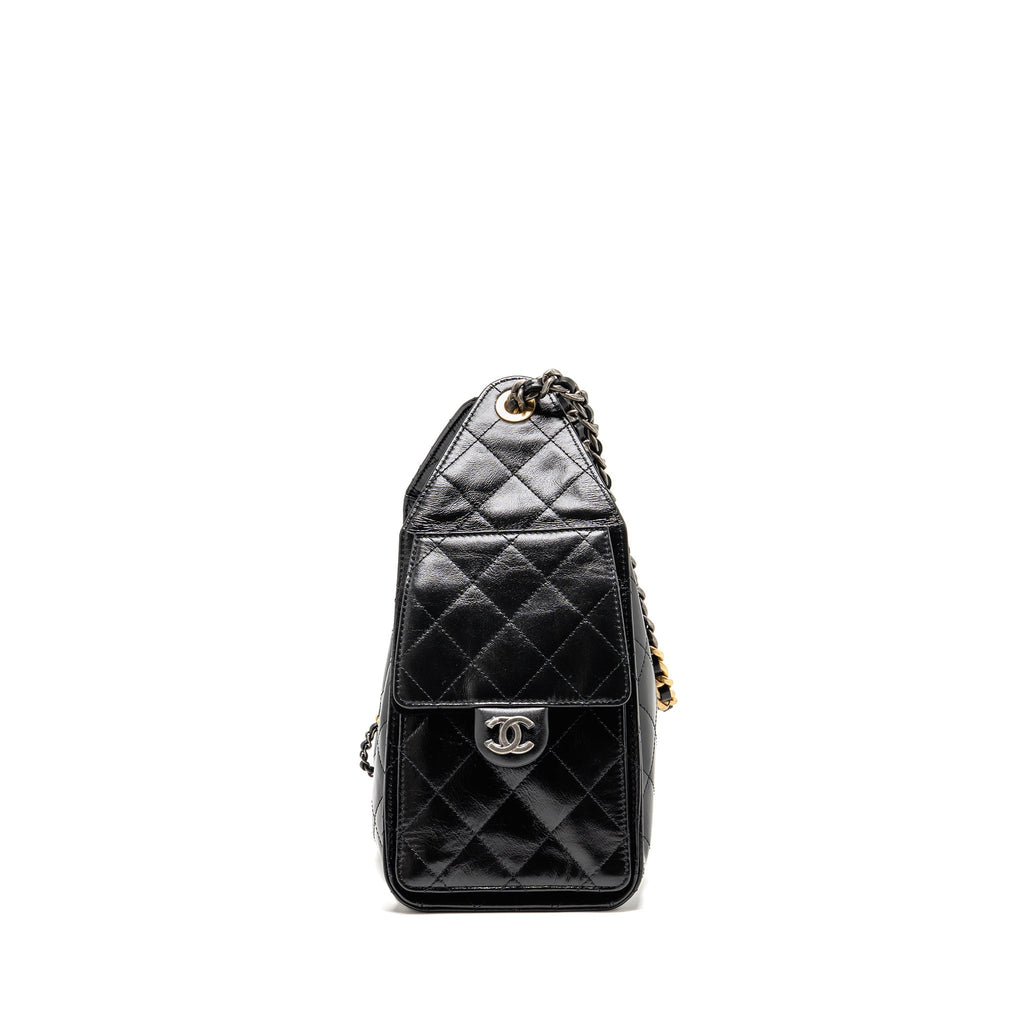 CHANEL SMALL 25 BAG CRUMPLED SHINY CALFSKIN BLACK MULTICOLOUR HARDWARE (MICROCHIP) (Copy)