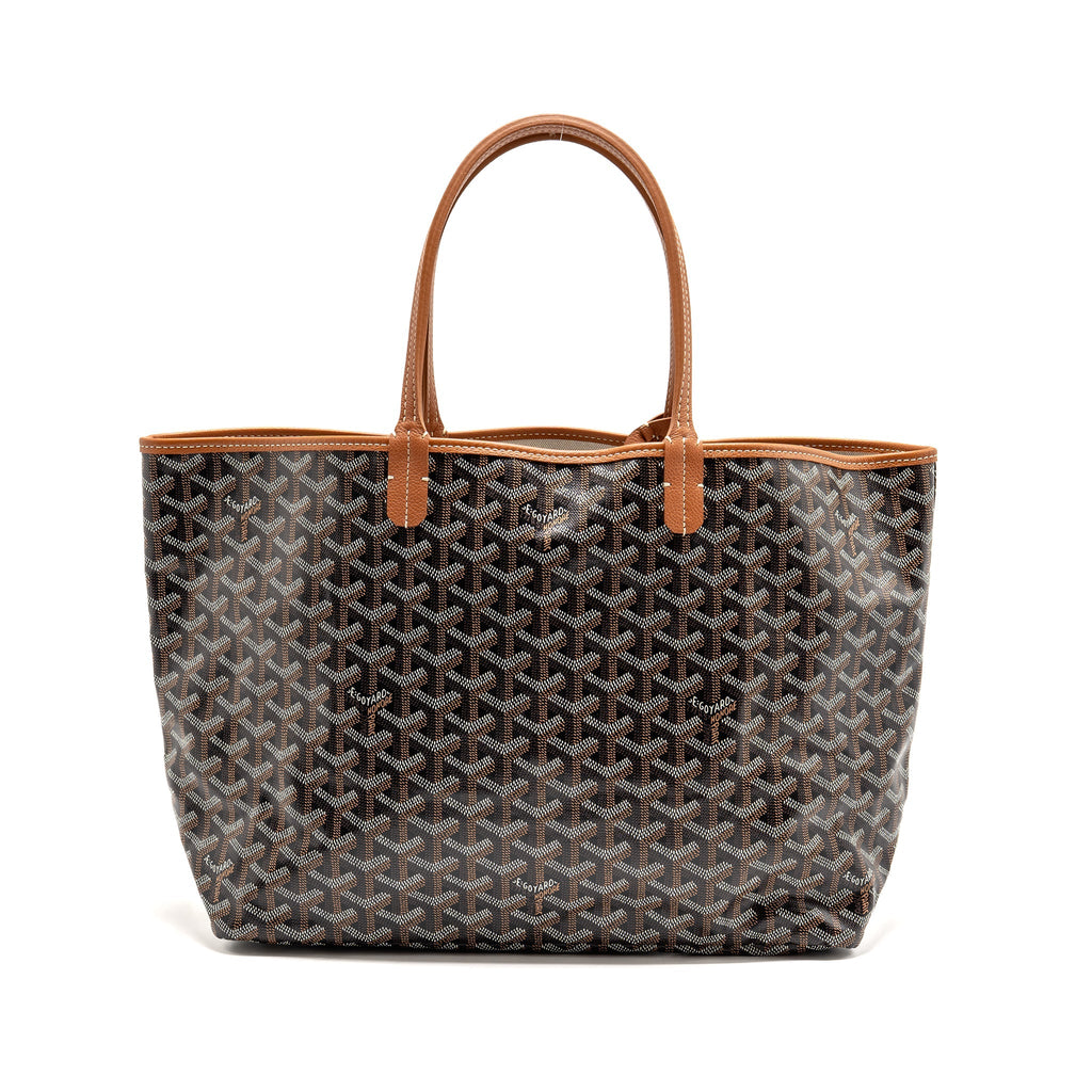 GOYARD SAINT LOUIS PM GOYARDINE CANVAS/CHEVROCHES CALFSKIN BLACK/TAN SHW