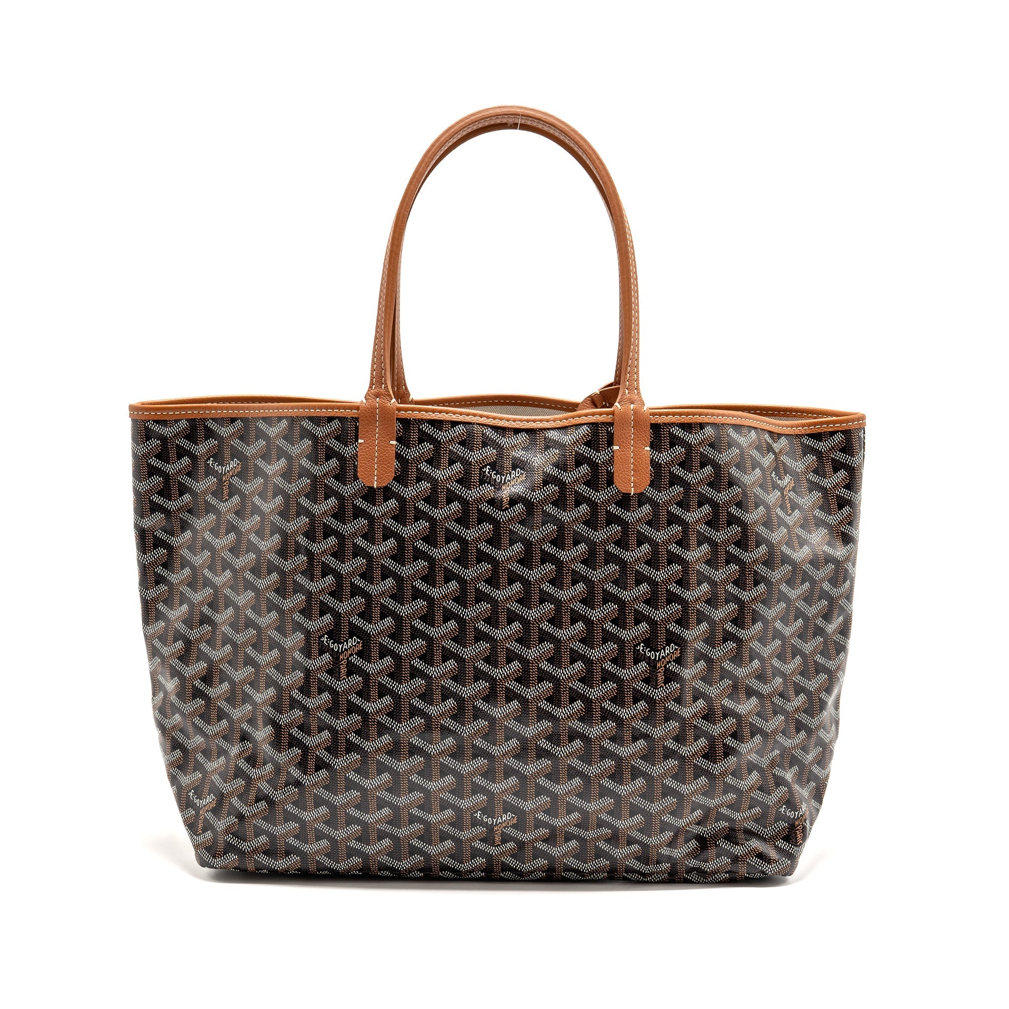 GOYARD SAINT LOUIS PM GOYARDINE CANVAS/CHEVROCHES CALFSKIN BLACK/TAN SHW